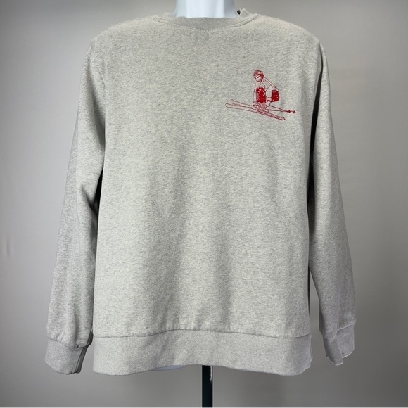 𝅺bonobos Men’s Slim Crewneck Embroidered Skiing Intarsia Fleece Size Large - Picture 5 of 11